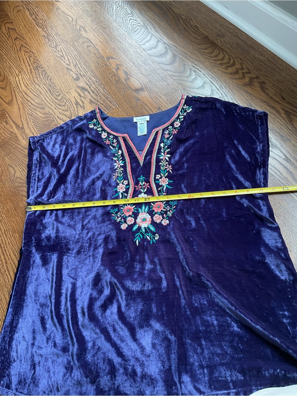 Sundance Purple Velvet Embroidered V-Neck Top - Picture 7 of 11